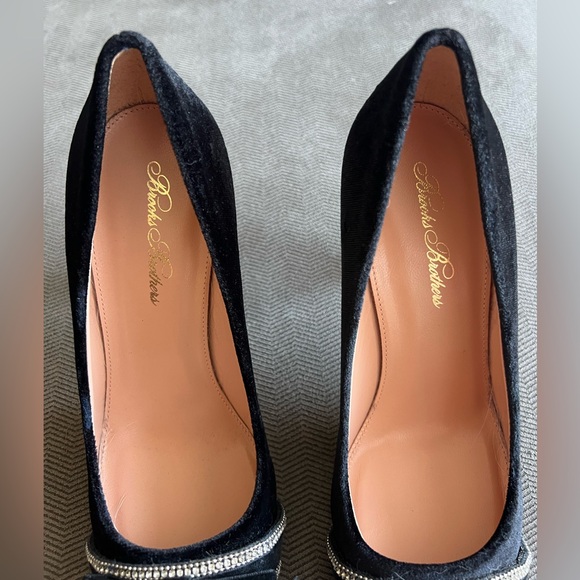 Brooks Brothers - Rhinestone-Trimmed Velvet Point-Toe Pumps - Picture 4 of 15